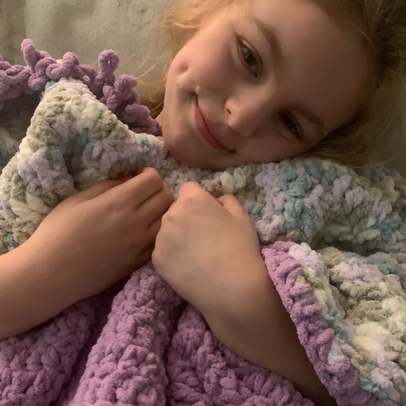 Handmade Other - Variegated Purple Handcrafted Crochet Afghan Blanket Throw Colorblock 50x80